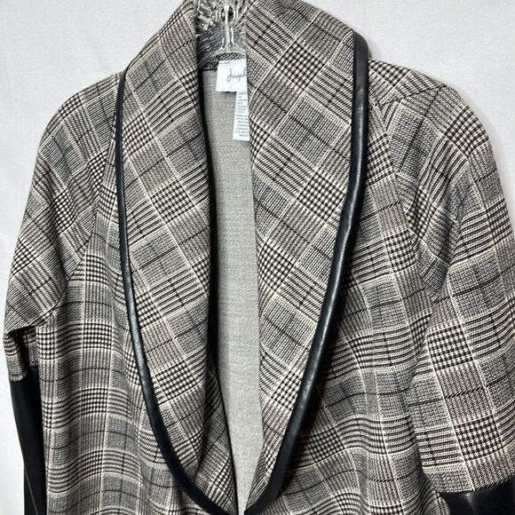 Joseph Ribcoff Checked Jacket With Vegan Leather Sleeves. Size 10. - Picture 4 of 10